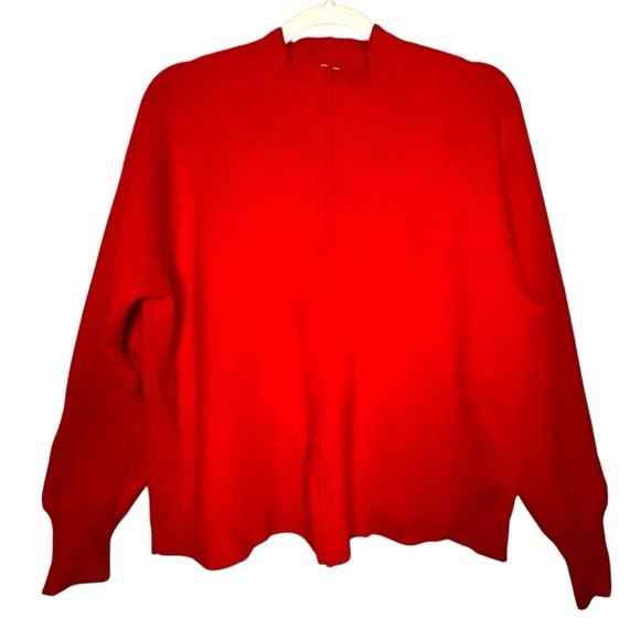 Mango Oversized Chunky Rib Knit Sweater with Balloon Sleeves Orange Size Small - Picture 4 of 10